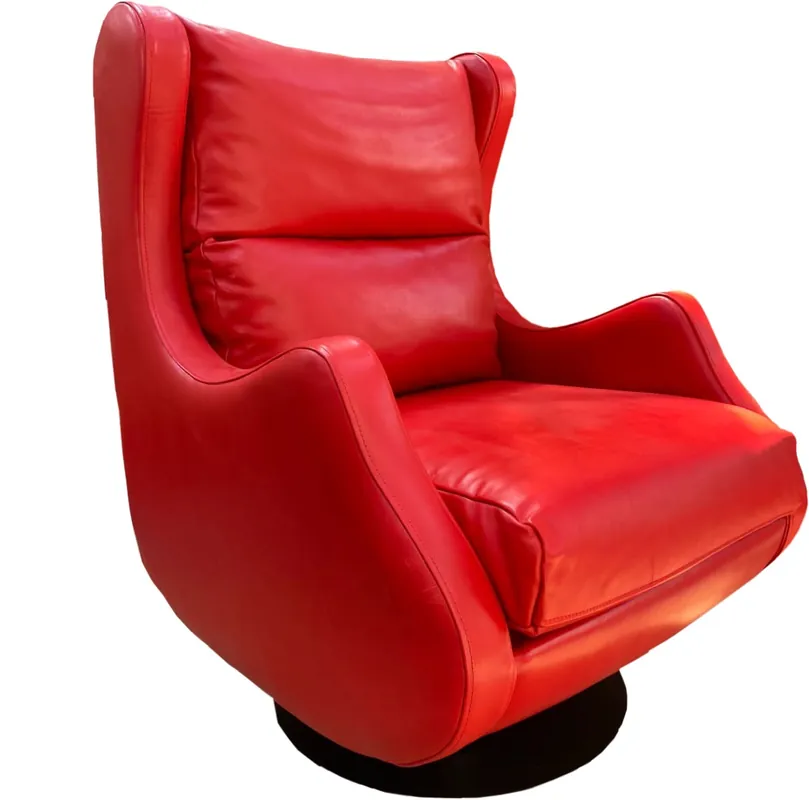 Casa Padrino poltrona girevole di lusso rosso / grigio 72 x 82 x A. 96 cm - Poltrona Relax - Poltrona in Pelle - Mobili di Lusso Online Kaufen