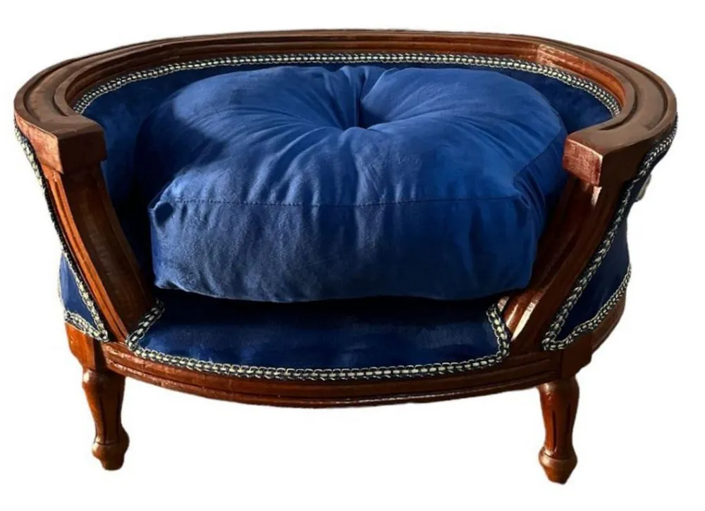 Casa Padrino letto per cani e gatti in stile barocco con cuscino blu reale / marrone - Divano per cani e gatti in stile barocco - Mobili barocchi per cani e gatti - Mobili per animali barocchi Preisreduziert