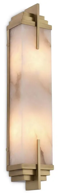 Ausverkauf Casa Padrino lampada da parete di lusso ottone antico / alabastro 10,5 x 8,5 x A. 51 cm - Lampada da parete con paralume in alabastro - Luci di Lusso