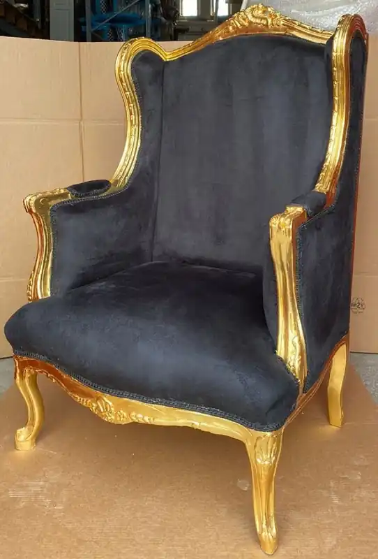Casa Padrino poltrona barocco nero / oro - Poltrona da soggiorno in stile antico fatta a mano - Mobili in stile antico - Mobili da soggiorno in stile barocco Neu Im Sortiment