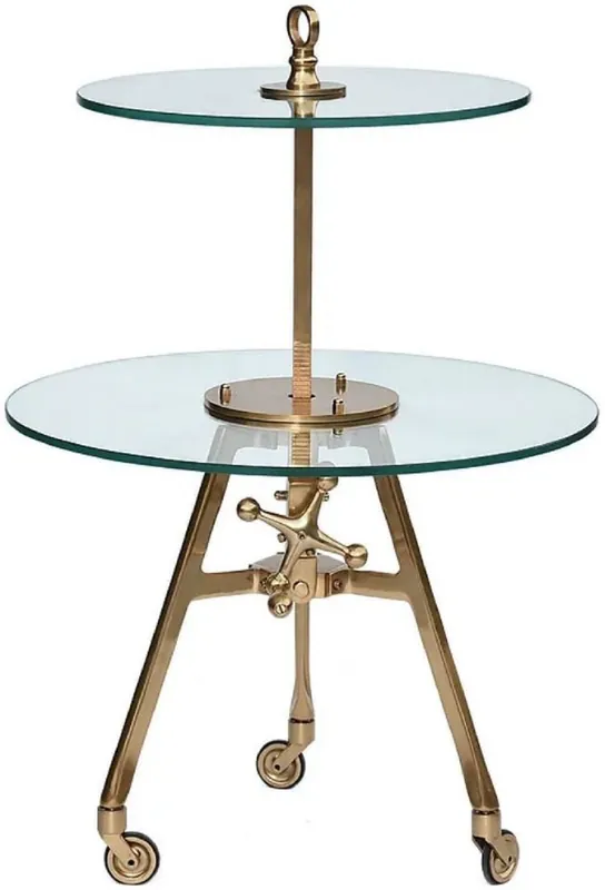 Preiswert Casa Padrino tavolino a più livelli di lusso ottone Ø 40 x A. 90 cm - Tavolo regolabile in altezza con ruote - Tavolo per gastronomia - Mobili per gastronomia - Mobili per hotel e ristoranti