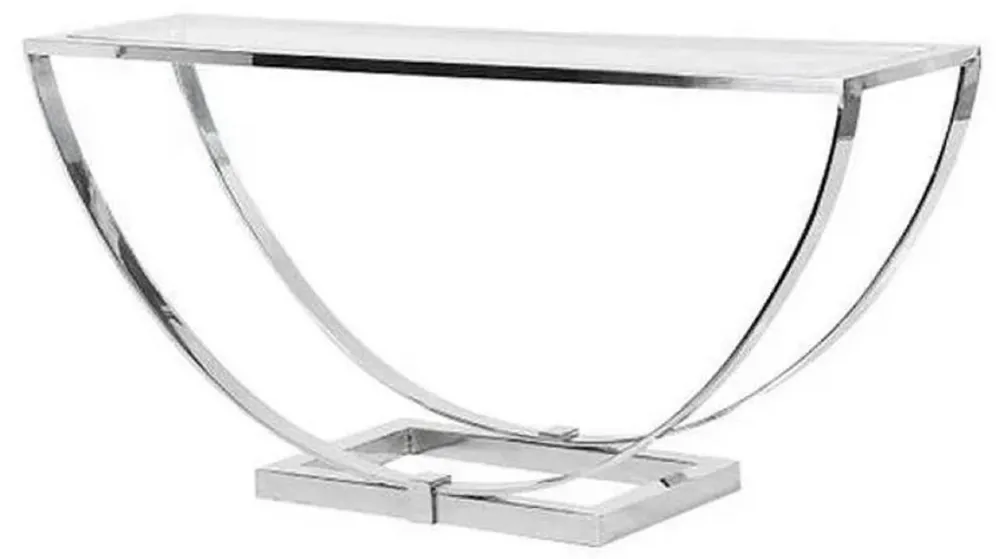 Neuheit Casa Padrino consolle di design di lusso argento 160 x 40 x A. 75 cm - Consolle in metallo con piano in vetro - Mobili soggiorno di design di lusso