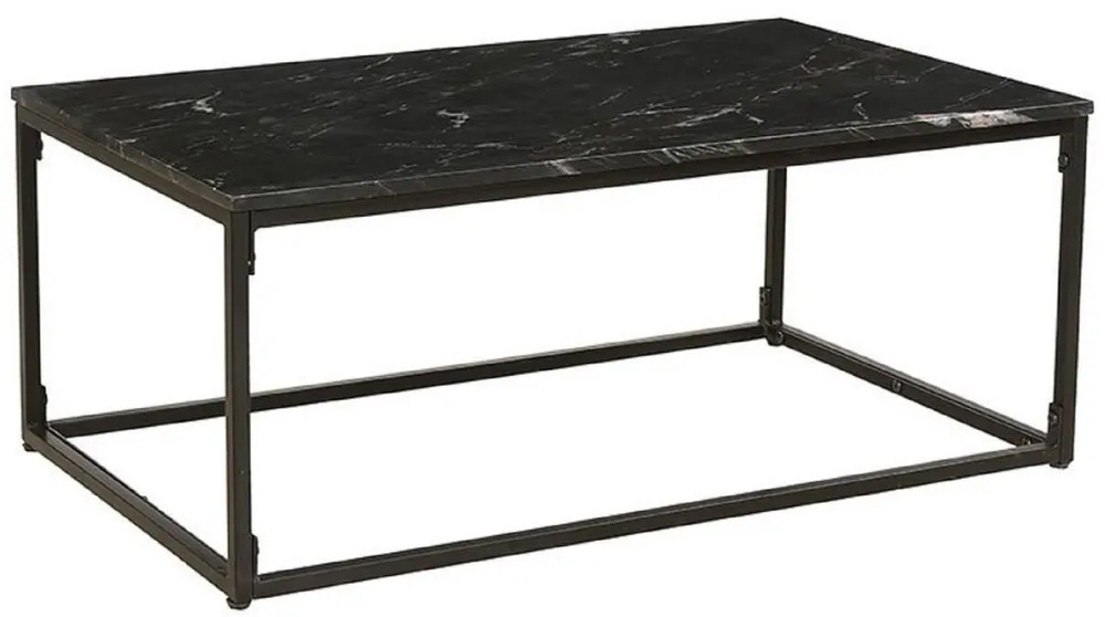 Neue Ware Casa Padrino tavolo da salotto di lusso nero - Tavolo da soggiorno rettangolare in metallo con piano in marmo - Mobili da soggiorno - Mobili di lusso