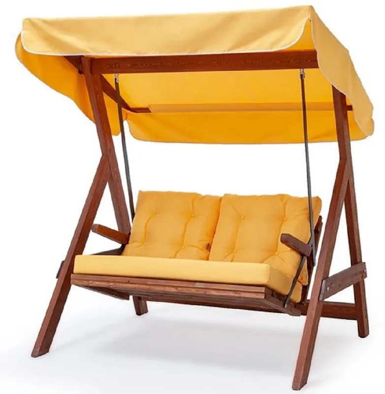 Casa Padrino altalena Hollywood di lusso giallo / marrone - Altalena da giardino moderna resistente alle intemperie con tettoia parasole - Mobili da Giardino - Mobili da Terrazze - Mobili di Lusso Preiswert