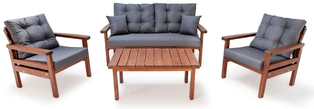 Casa Padrino set di mobili da giardino di lusso antracite / marrone scuro - 1 Divano da Giardino e 2 Poltrone da Giardino e 1 Tavolino da Caffè da Giardino - Mobili da giardino - Mobili di lusso Echt
