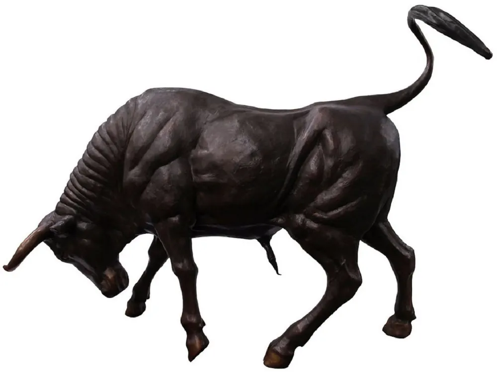 Direktkauf Casa Padrino scultura decorativa in bronzo di lusso toro 230 x 58 x A. 142 cm - Enorme scultura in bronzo - Figura animale a grandezza naturale - Toro in bronzo XXL - Scultura da giardino XXL