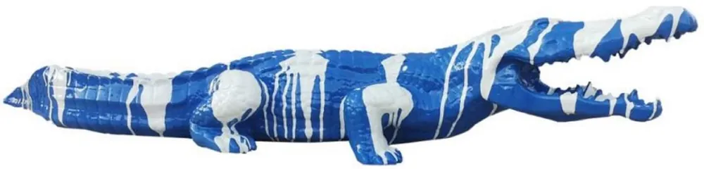 Casa Padrino scultura decorativa di lusso coccodrillo blu / bianco 108 cm - Scultura da giardino resistente alle intemperie - Scultura decorativa XXL - Figura decorativa XXL - Decorazione da giardino Neu Im Sortiment