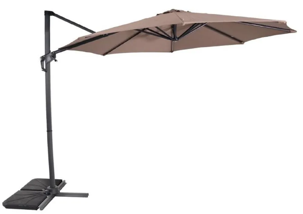 Casa Padrino ombrellone di lusso con supporto antracite / grigio marrone Ø 300 cm - Ombrellone da giardino - Ombrellone da terrazza - Ombrellone da balcone - Accessori per balconi giardino terrazza Garantierte Lieferung