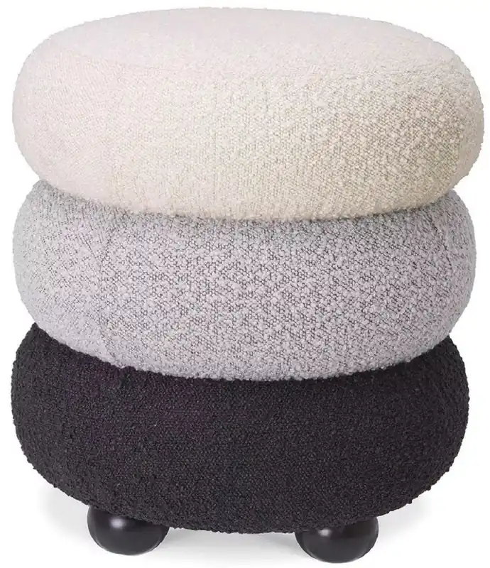 Top-Preis Casa Padrino sgabello di lusso crema / grigio / nero Ø 43 x A. 49,5 cm - Sgabello rotondo da soggiorno - Sgabello rotondo - Mobili soggiorno - Mobili di lusso - Arredi di lusso - Di lusso mobili