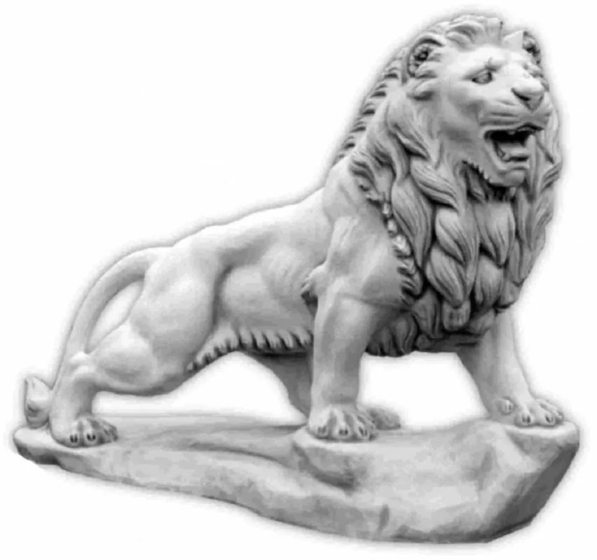 Sonderaktion Casa Padrino scultura per la decorazione del giardino barocco XXL leone lato sinistro grigio 186 x A. 150 cm - Grande decorazione da giardino XXL figura - Decorazione di giardini in stile barocco