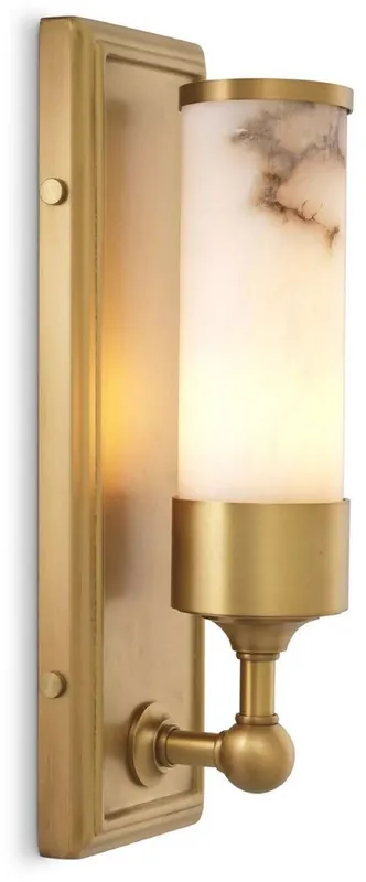 Preis Gesenkt Casa Padrino lampada da parete di lusso ottone antico / alabastro 12,5 x 11,5 x A. 38 cm - Applique con paralume tondo in alabastro - Illuminazione di lusso - Interni di lusso - Mobili di lusso