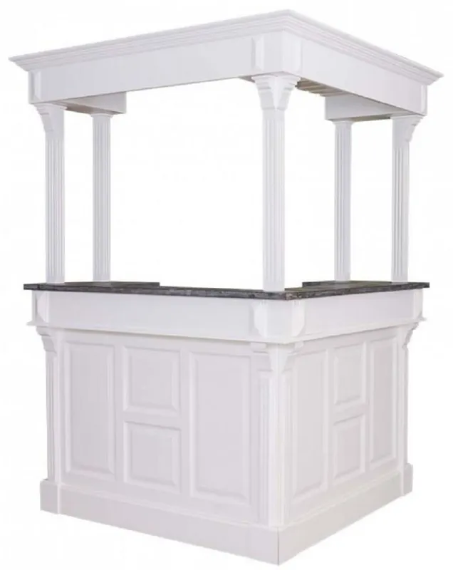 Nur Heute Casa Padrino bancone bar stile country in legno massello bianco / grigio 148 x 148 x A. 210 cm - Mobili bar in legno massello - Mobili bar in stile country - Arredo stile country