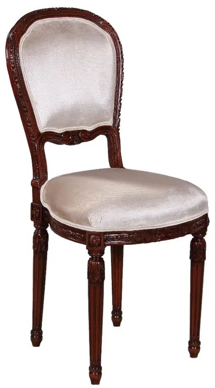 Jetzt Bestellen Casa Padrino sedia da pranzo barocco di lusso argento / marrone scuro 41 x 50 x A. 90 cm - Mobili per sala da pranzo in stile barocco - Mobili di lusso in stile barocco - Interni barocchi