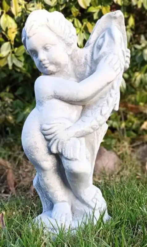 Super-Preis Casa Padrino scultura gargoyle Art Nouveau ragazzo con pesce grigio A. 48 cm - Elegante figura in pietra gargoyle - Accessori per Decorazione del Giardino Barocco e Art Nouveau
