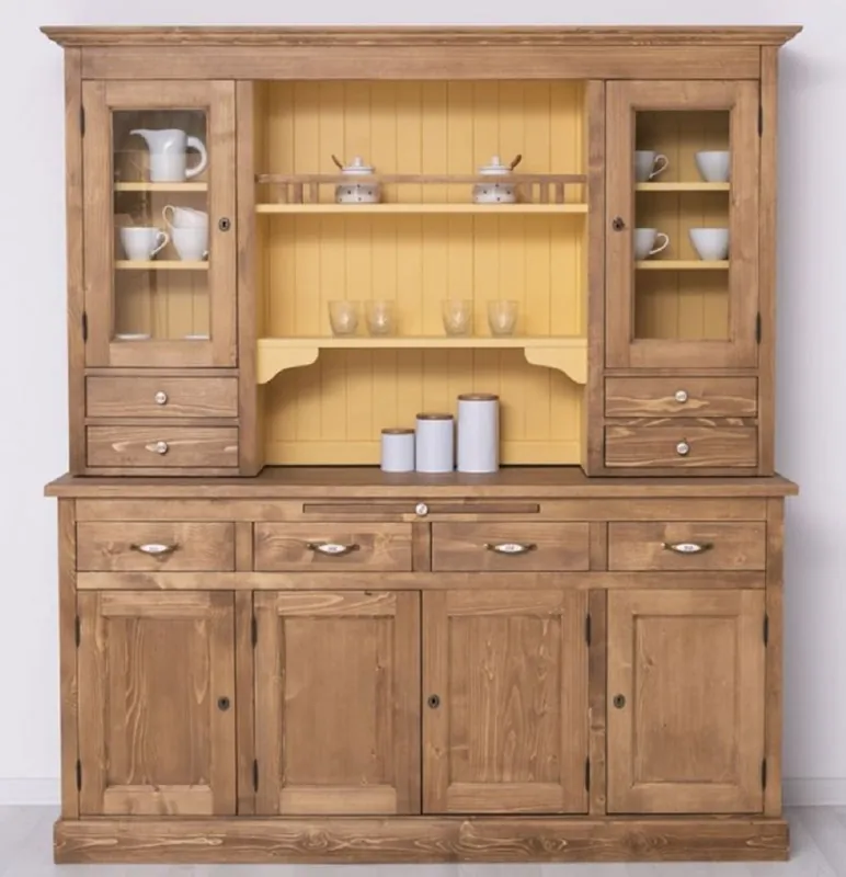 Markenware Casa Padrino armadio da pranzo in stile country marrone / giallo 180 x 50 x A. 197 cm - Armadio da cucina in legno massello - Mobili per sala da pranzo in stile country - Arredamento stile country