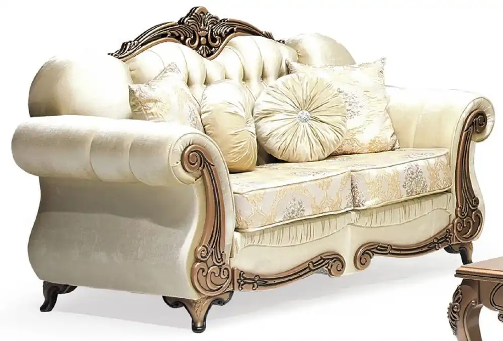 Expressversand Casa Padrino divano barocco di lusso a 2 posti oro / rame - Magnifico divano da soggiorno con motivo elegante e strass - Mobili da soggiorno in stile barocco - Mobili barocchi - Nobili e Magnifici