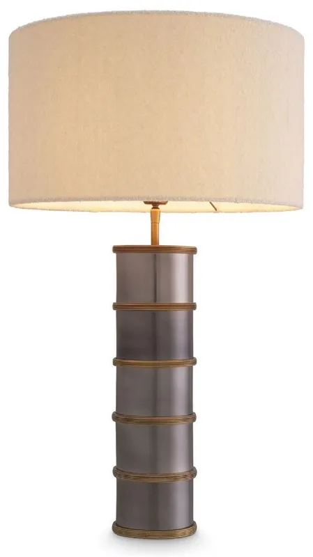 Casa Padrino lampada da tavolo di lusso palma ottone vintage / nichel nero / crema Ø 45 x A. 76 cm - Lampada da scrivania rotonda - Lampade da tavolo di lusso - Mobili di lusso - Qualità di lusso Markenware