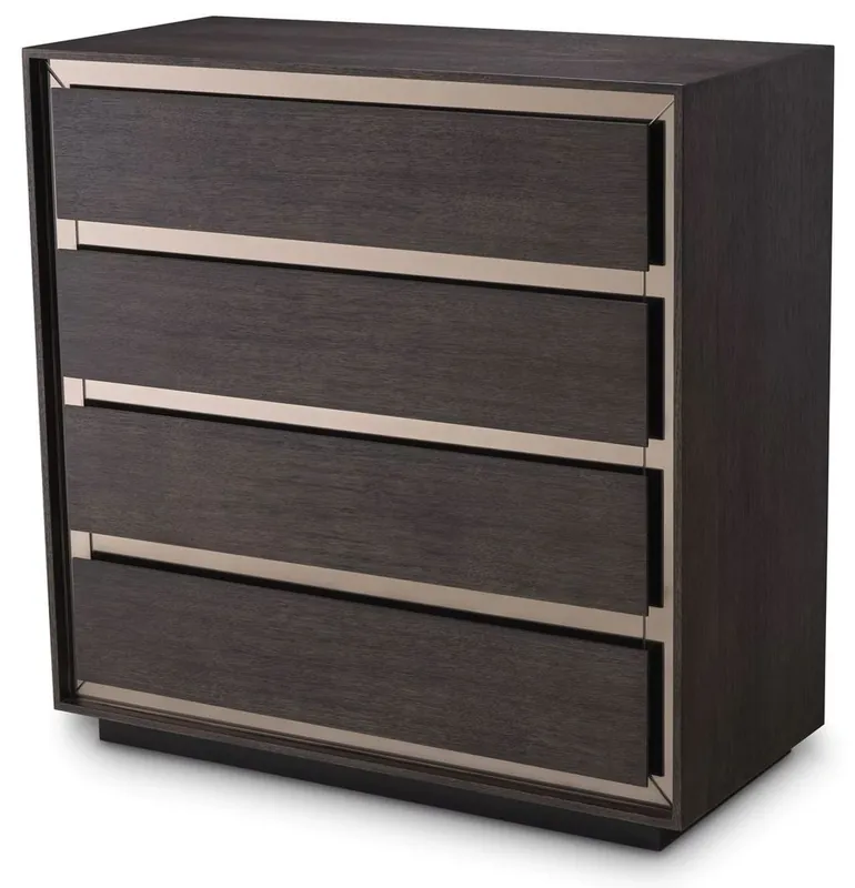 Geprüft Casa Padrino cassettone di lusso in legno massello con 4 cassetti moka / bronzo 100 x 46 x A. 100 cm - Cassettone camera da letto - Mobili camera da letto - Mobili di lusso - Arredi di lusso