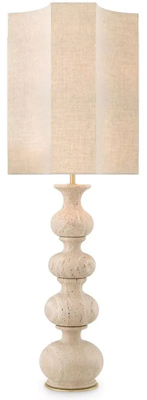 Rabatt Casa Padrino lampada da tavolo di lusso beige / ottone antico 40,5 x 40,5 x A. 116,5 cm - Lampada da scrivania in travertino con paralume - Lampade da tavolo di lusso - Qualità di lusso