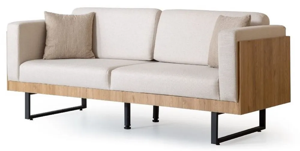 Billig Casa Padrino divano di lusso a 3 posti crema / marrone / nero 200 x 80 x A. 80 cm - Divano soggiorno - Mobili da soggiorno - Mobili di lusso - Arredi da soggiorno - Arredi di lusso