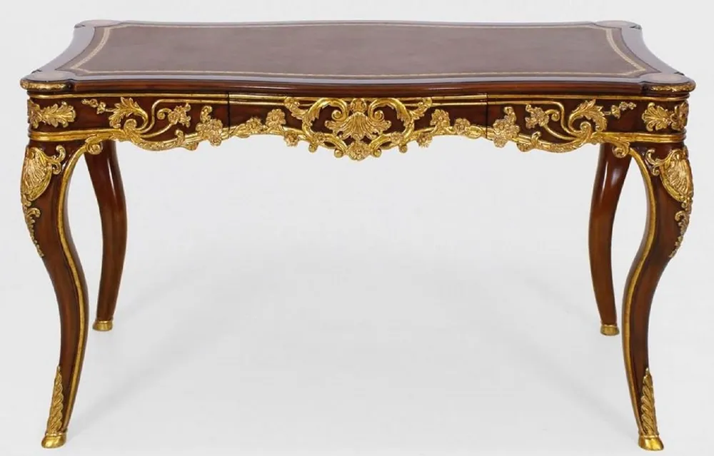 Casa Padrino scrivania barocco di lusso con cassetto marrone / oro - Magnifico tavolo da ufficio in stile barocco - Mobili da ufficio barocco - Mobili di lusso in stile barocco - Arredi barocchi Garantierte Lieferung