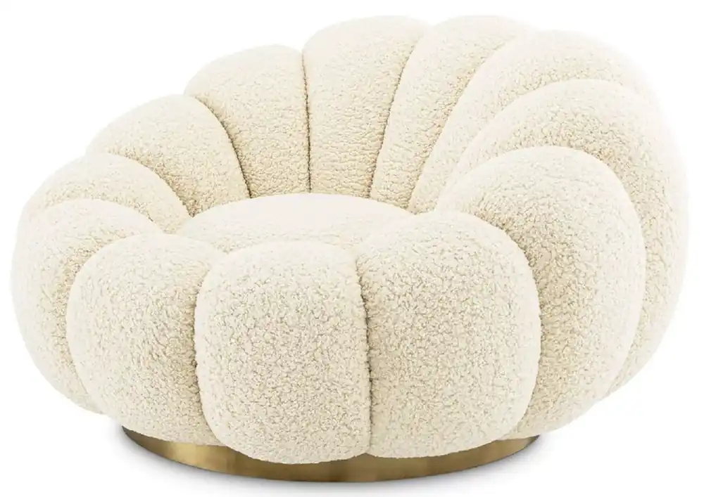 Casa Padrino poltrona girevole di lusso crema / ottone 115 x 118 x A. 67 cm - Poltrona soggiorno - Poltrona lounge - Mobili da soggiorno - Mobili di lusso - Arredi da soggiorno - Arredi di lusso Ausverkauf