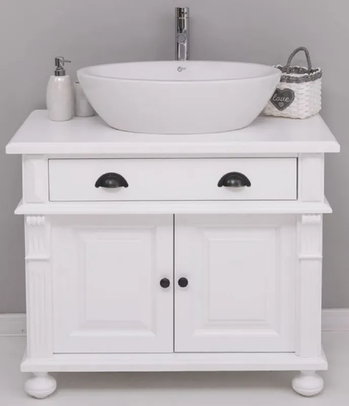 Casa Padrino set da bagno in stile country bianco - 1 Armadio del Lavandino e 1 Lavabo Ovale in Ceramica - Mobili da bagno in stile country - Stile country Mobili da Bagno - Arredo da bagno Nur Heute