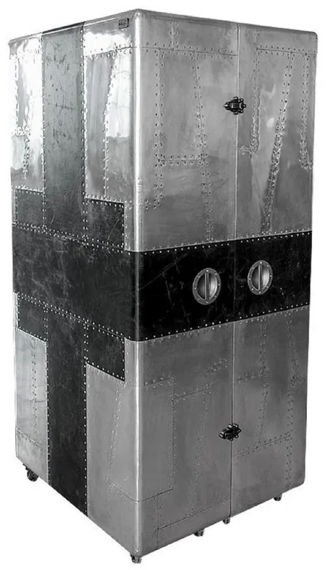 Top-Preis Casa Padrino armadio del vino di lusso in design valigia argento / nero 86 x 80 x A. 177 cm - Armadio bar in alluminio - Mobili per aeroplani e aviatore - Mobili in alluminio di lusso
