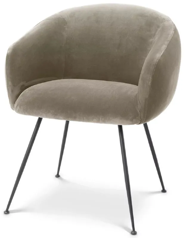 Preisreduziert Casa Padrino sedia da pranzo di lusso con braccioli greige / nero 61 x 60 x A. 79 cm - Sedia da cucina con velluto pregiato - Mobili sala da pranzo - Mobili da cucina - Mobili di lusso