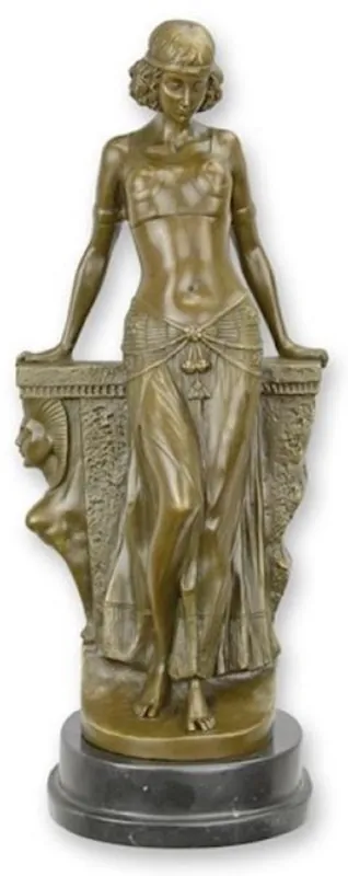 Casa Padrino figura in bronzo di lusso ballerina egiziana 15,5 x 13,5 x A. 38 cm - Scultura in bronzo con base in marmo - Figura decorativa - Decorazione da scrivania - Decorazione da soggiorno Sichere Zahlung
