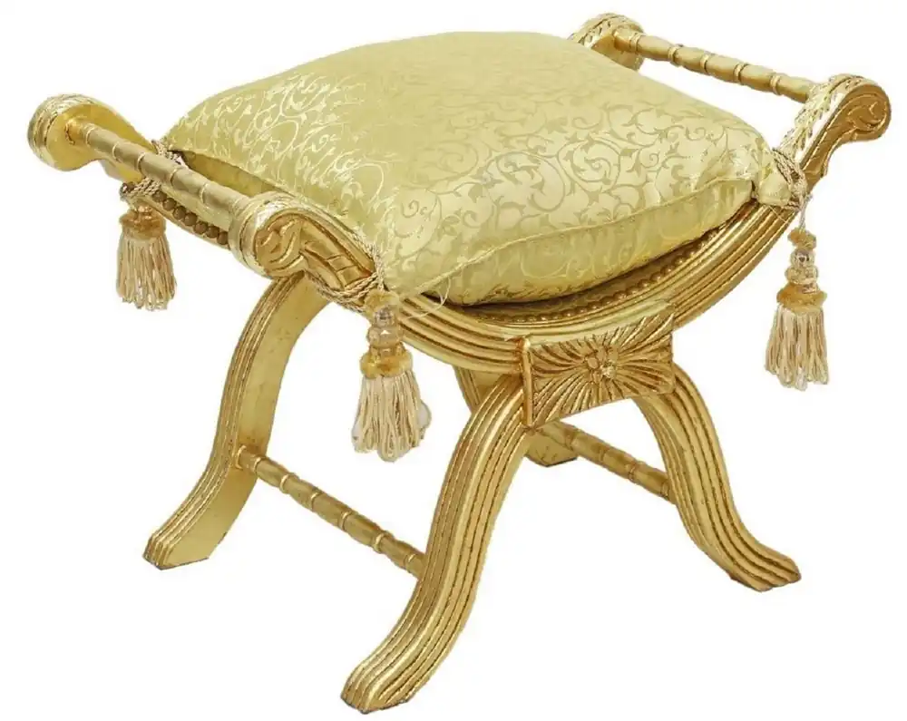 Meistverkauft Casa Padrino sgabello a croce barocco con cuscino oro / oro - Sgabello fatto a mano in stile barocco - Sgabello in stile antico - Mobili barocchi - Mobili soggiorno in stile barocco