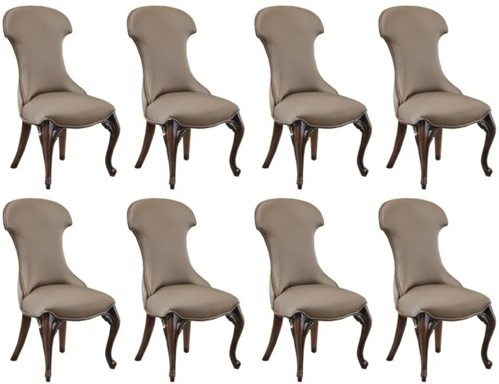 Preiswert Casa Padrino set di 8 sedie da pranzo barocco di lusso grigio / marrone scuro - Magnifiche sedie da sala da pranzo barocche - Mobili da sala da pranzo barocchi - Mobili di lusso in stile barocco