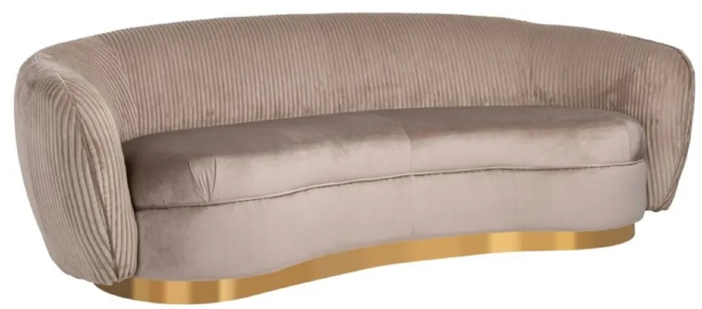 Casa Padrino divano lusso marrone / oro 221 x 98 x A. 72 cm - Divano soggiorno curvo - Mobili da soggiorno - Arredi da soggiorno - Mobili di lusso - Arredi di lusso - Di Lusso mobili Finale Aktion