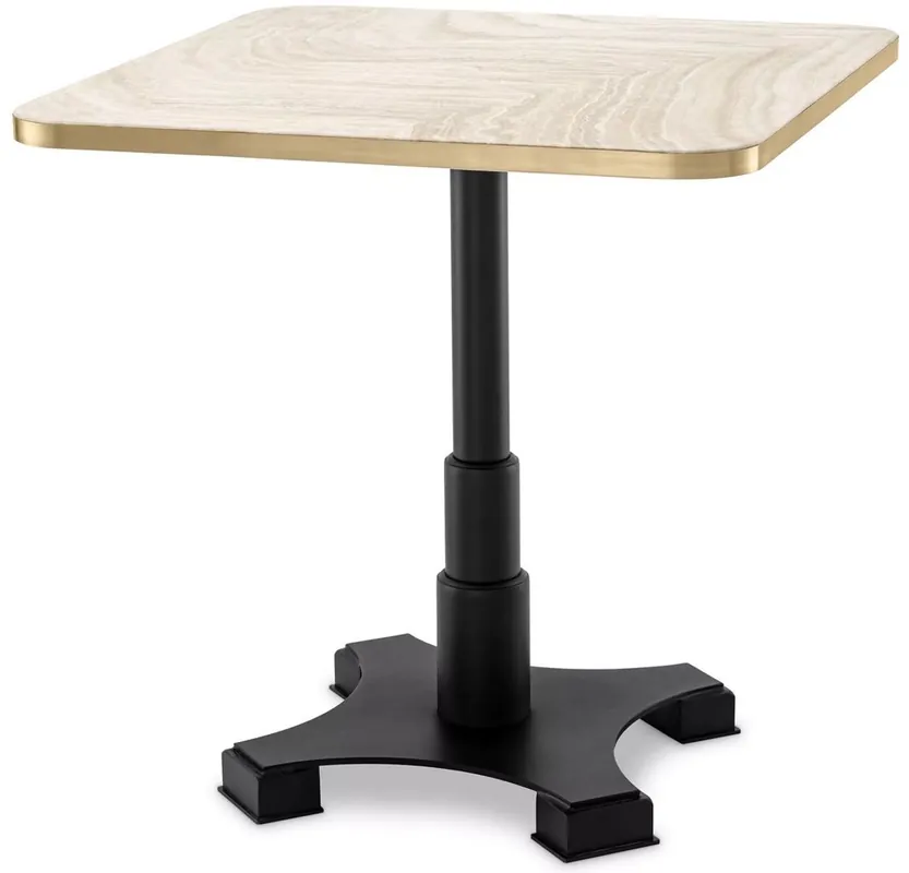 Saisonangebot Casa Padrino tavolo da pranzo di lusso beige / ottone / nero 75 x 75 x A. 75,5 cm - Tavolo da cucina quadrato con piano in travertino - Mobili sala da pranzo - Mobili di lusso - Arredi di lusso