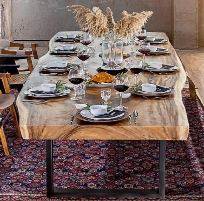 Casa Padrino tavolo da pranzo di lusso naturale / nero 400 x 100-120 x A. 76 cm - Tavolo da cucina rettangolare con piano in legno massello - Mobili sala da pranzo - Mobili di lusso Garantierte Lieferung