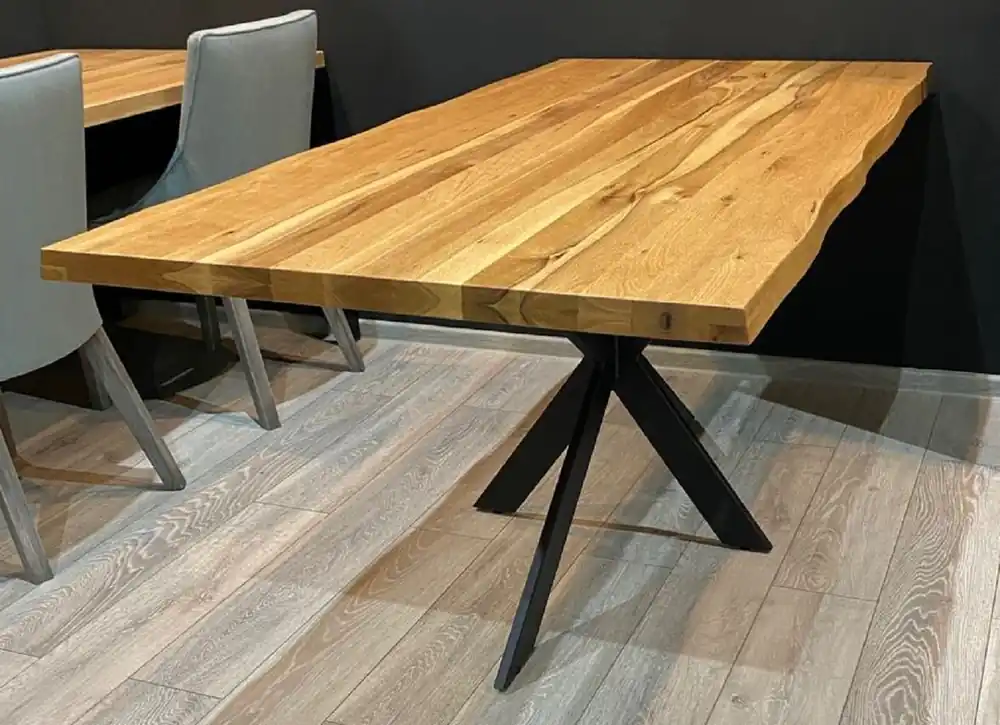 Casa Padrino tavolo da pranzo di lusso naturale / nero 180 x 90 x A. 77 cm - Tavolo da cucina rettangolare con piano in legno massello rustico - Mobili rustici per sala da pranzo di lusso Mega-Angebot