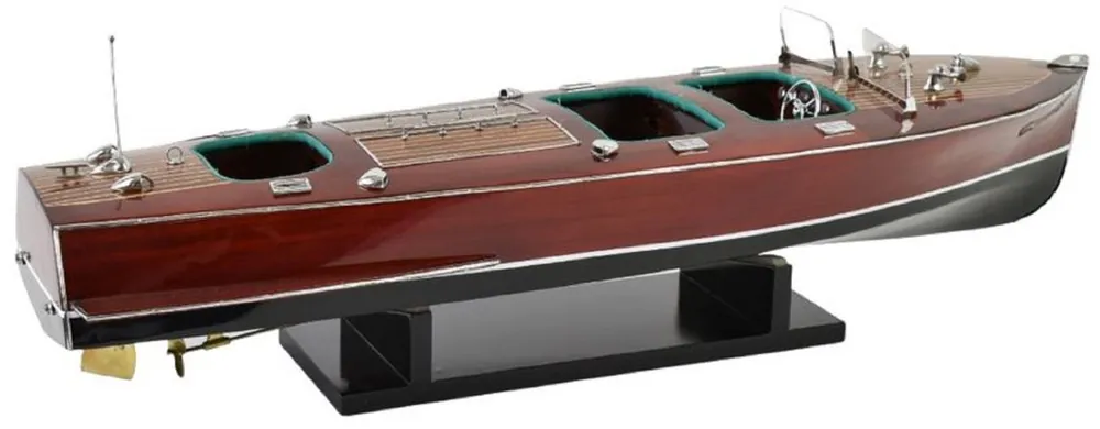 Top-Angebot Casa Padrino motoscafo di lusso Chris Craft con supporto in legno massello marrone / nero 81 x 23 x A. 23 cm - Barca decorativa fatta a mano - Barca in legno - Modellino di barca - Barca da regata