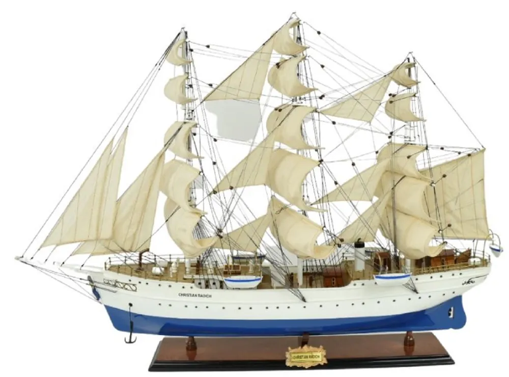 Casa Padrino veliero di lusso Christian Radich bianco / blu 97 x 30 x A. 70 cm - Nave decorativa fatta a mano - Nave in legno - Modellino di nave - Accessori decorativi di lusso Garantierte Lieferung