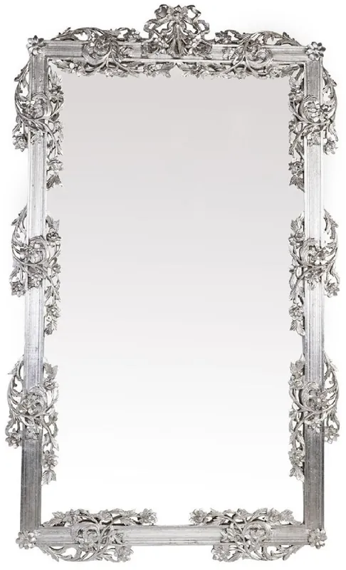 Sichere Zahlung Casa Padrino specchio barocco argento 112 x 6 x A. 224 cm - Magnifico specchio da parete con decorazioni eleganti - Specchio barocco da guardaroba - Specchio da parete barocco - Mobili barocchi