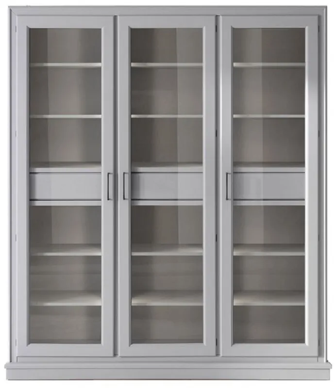 Casa Padrino armadio per libri di lusso con 3 ante e illuminazione a led grigio 200 x 45 x A. 230 cm - Armadio in legno massello - Armadio da soggiorno - Mobile ufficio - Mobili di lusso Bestpreis