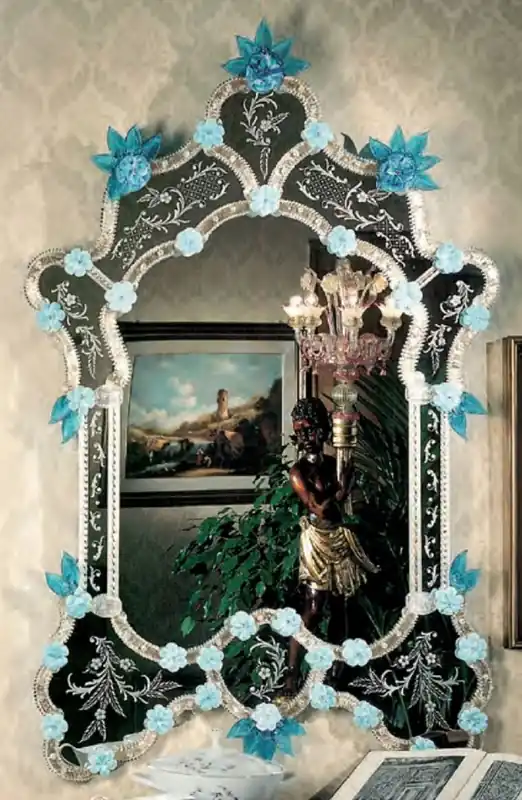 Angebot Casa Padrino specchio barocco di lusso blu / azzurro - Magnifico specchio da parete in stile veneziano - Mobili per castelli - Mobili barocchi - Mobili di lusso stile barocco - Fatto in Italia