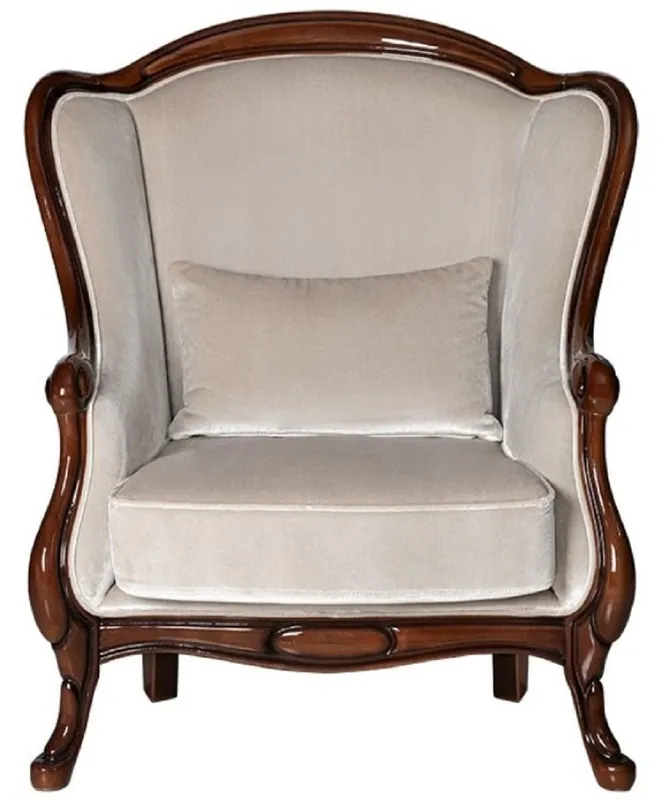 Casa Padrino poltrona Art Nouveau di lusso grigio / marrone scuro lucido 92 x 84 x A. 96 cm - Elegante poltrona da soggiorno - Mobili da soggiorno - Mobili di lusso in stile Art Nouveau Saisonangebot