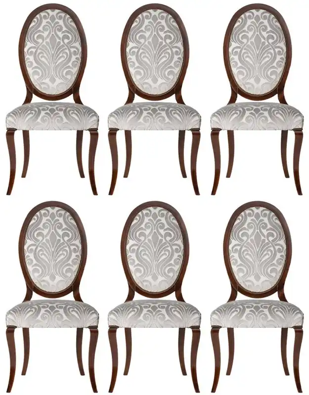 Top-Preis Casa Padrino set di 6 sedie da pranzo Art Nouveau di lusso argento / marrone scuro 51 x 48 x A. 106 cm - Eleganti sedie da cucina con motivo - Mobili per Sala da Pranzo Barocco e Art Nouveau