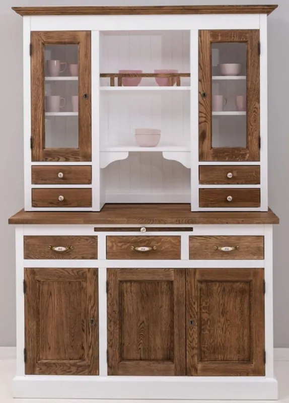 Günstig Casa Padrino armadio da pranzo in stile country bianco / marrone scuro 137 x 50 x A. 197 cm - Armadio da cucina legno massello - Mobili per sala da pranzo stile country - Arredamenti stile country