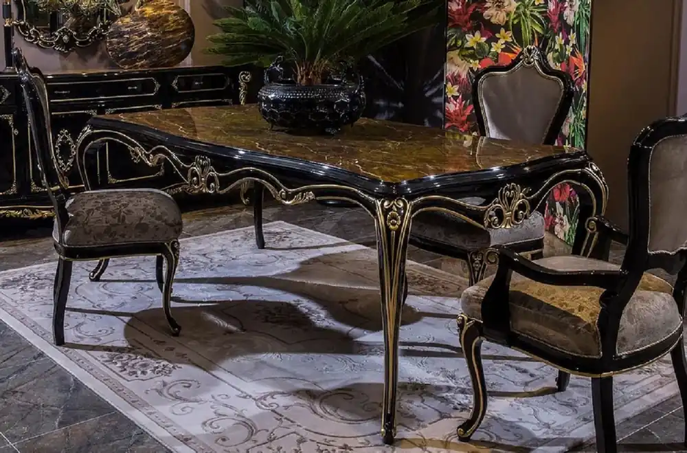 Casa Padrino set di sedie per sala da pranzo barocco di lusso argento / nero / oro - Set di 6 sedie da cucina barocche - Mobili da sala da pranzo di lusso in stile barocco - Mobili barocchi Neu Im Sortiment