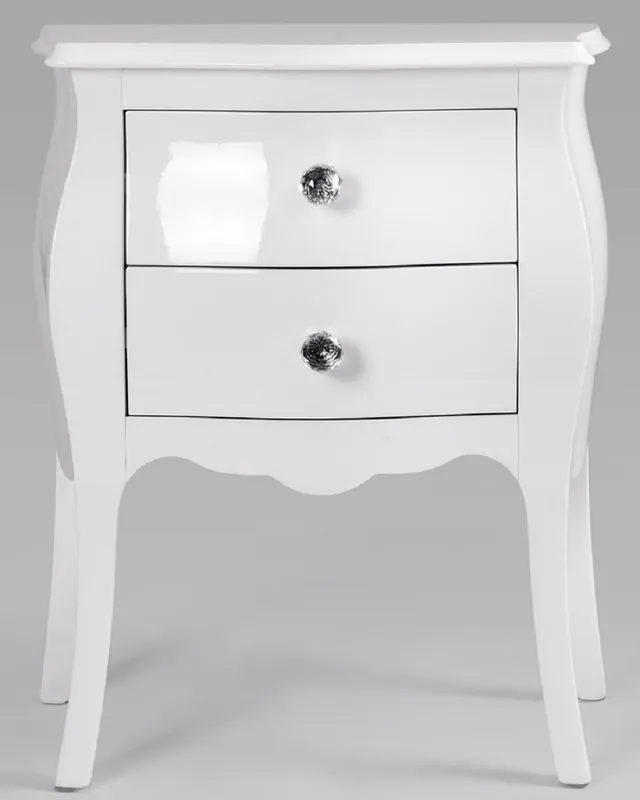 Preisknaller Casa Padrino comodino barocco di lusso con 2 cassetti bianco lucido - Comodino barocco fatto a mano - Mobili per camera da letto barocchi - Mobili di lusso in stile barocco - Mobili barocchi