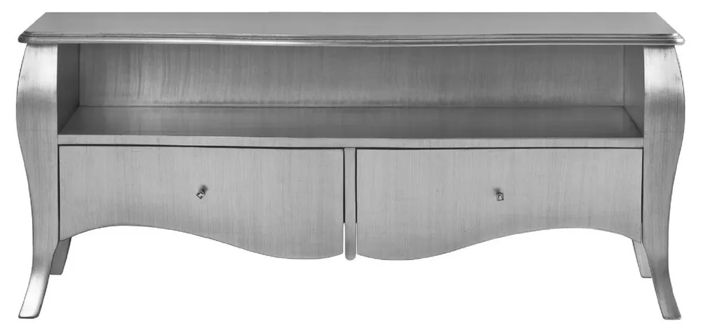 Casa Padrino armadio TV barocco di lusso argento - Credenza in legno massello fatta a mano con 2 cassetti - Mobili di lusso stile barocco - Mobili barocchi - Arredi barocchi - Nobile e Magnifico Aktuell