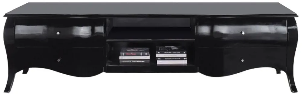 Knallerangebot Casa Padrino armadio TV barocco di lusso nero lucido - Credenza in legno massello fatta a mano con 4 cassetti - Mobili di lusso stile barocco - Mobili barocchi - Arredi barocchi