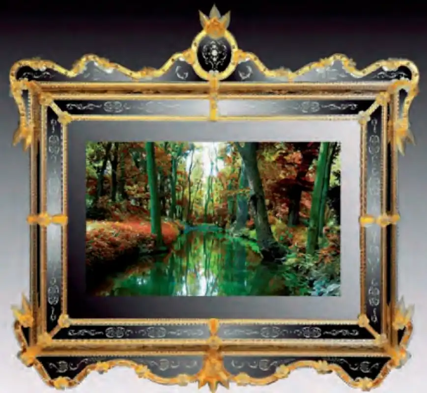 Sofort Bestellen Casa Padrino specchio barocco di lusso oro - Magnifico specchio da parete in stile veneziano con TV 40 pollici integrata - Mobili barocchi - Mobili di lusso stile barocco - Fatto in Italia