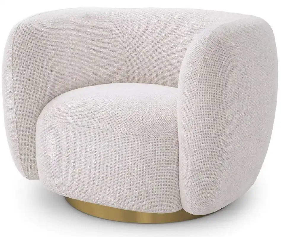 Knallerangebot Casa Padrino poltrona girevole di lusso crema / ottone 93 x 80 x A. 71 cm - Poltrona soggiorno - Mobili da soggiorno - Mobili di lusso - Arredi da soggiorno - Arredi di lusso